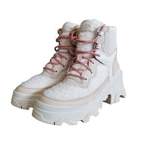 NWOB SOREL Brex Boot Cozy Lace Up Waterproof Nova Sand Sea Salt Size 5 Leather